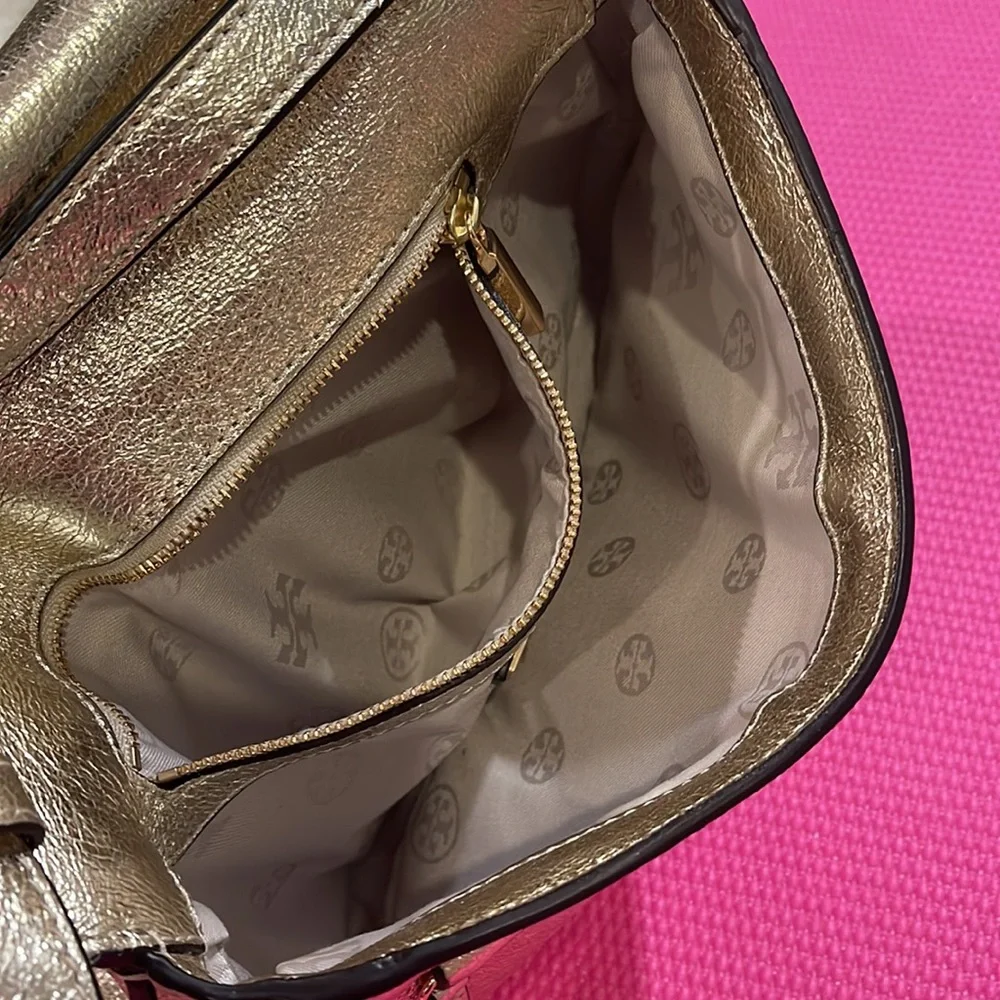Tory Burch metallic Spark gold saddle bag